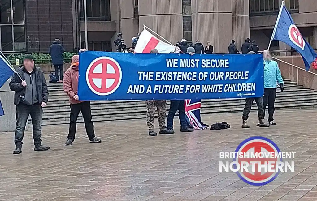 BM protest outside Liverpool crown court.